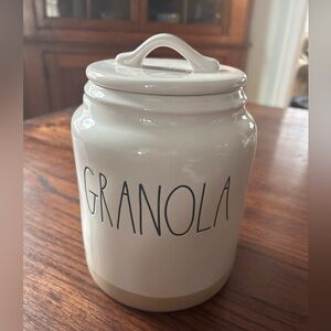 Rae Dunn Artisan Collection “GRANOLA” White Ivory Ceramic Canister Round 8” Tall